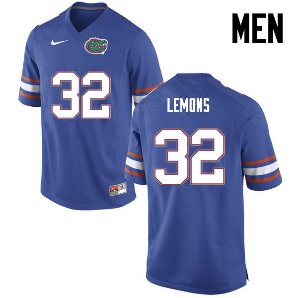 Florida Gators Men #32 Adarius Lemons College Football Jersey Blue